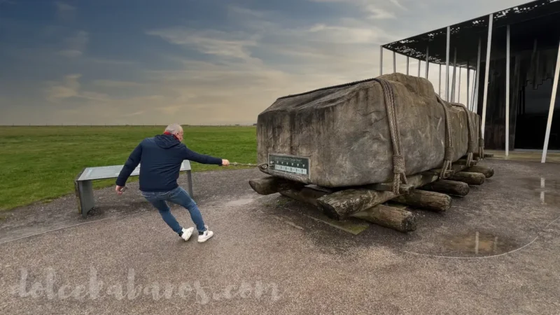 kamień sarsen obok muzeum Stonehenge, atrakcja turystyczna
